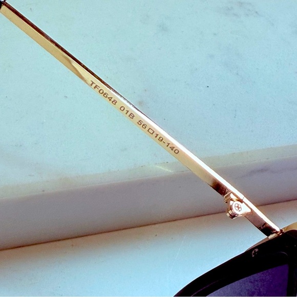 Tom Ford Women’s Dahlia Geometric Black and Gold 55 mm Sunglasses/Case - Picture 10 of 12